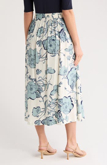 Linen Blend Pull-On Skirt