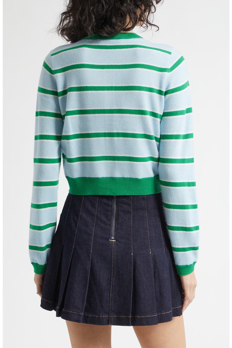 Dollie Stripe Crop Cashmere Blend Cardigan, Alternate, color, GLAMOUR STRIPE CAROLINA BLUE