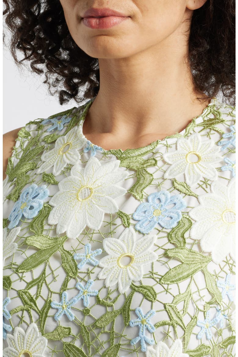 Floral Lace Shift Dress, Alternate, color, IVORY/ GREEN