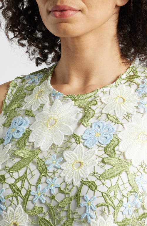 SAM EDELMAN SAM EDELMAN FLORAL EMBROIDERED SLEEVELESS SHEATH DRESS