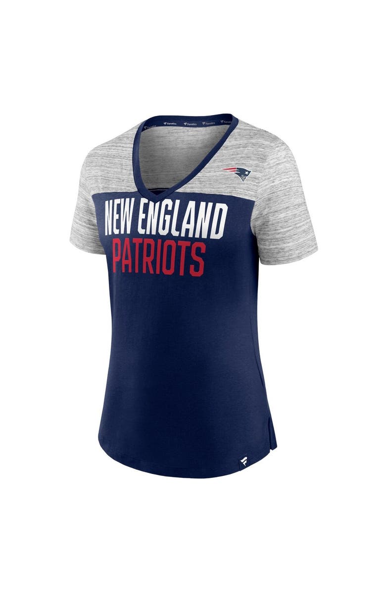 FANATICS Women's Fanatics Branded Navy/Heathered Gray New England Patriots Close Quarters V-Neck T-Shirt, Alternate, color, 