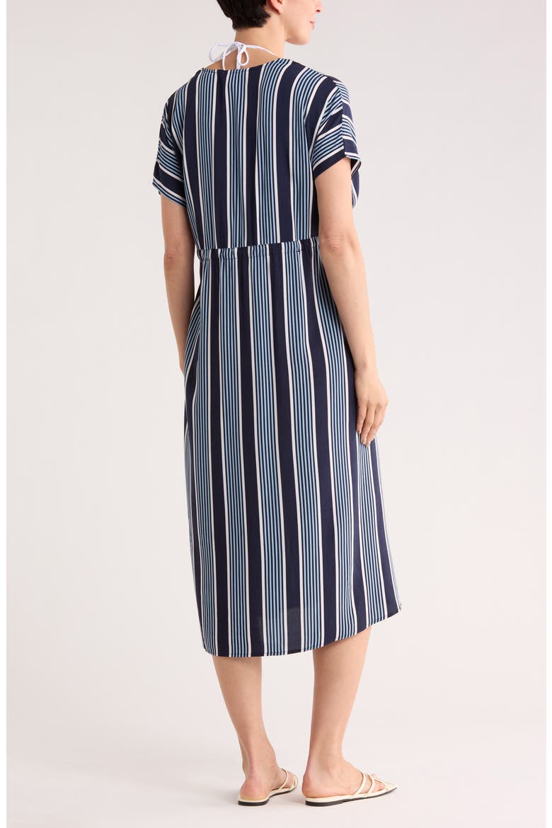 Floral Short Sleeve Cover-Up Dress, Alternate, color, BLUE STRIPE MULTI