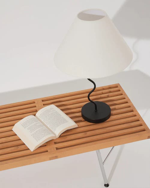 Brightech Squiggle 22' Led Table Lamp With Twisting Base And Ivory Empire Shade In Classic Black