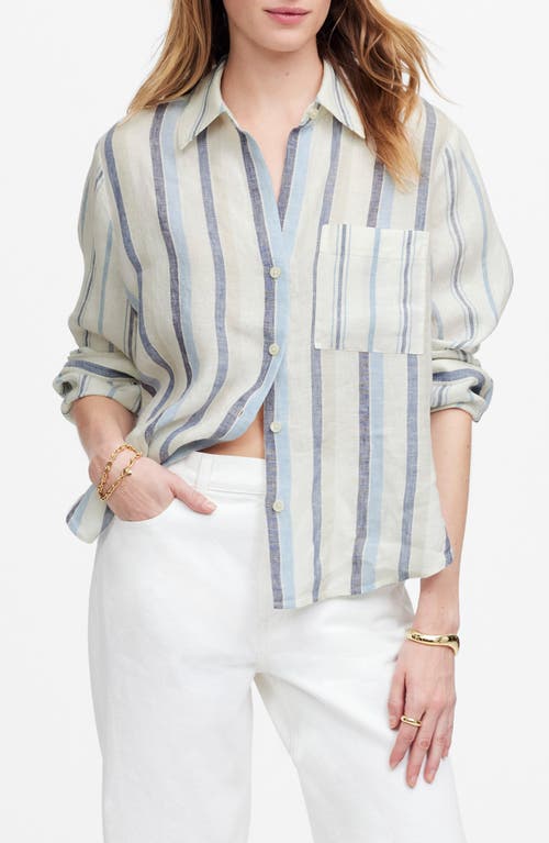 MADEWELL MADEWELL STRIPE LINEN BUTTON-UP SHIRT 