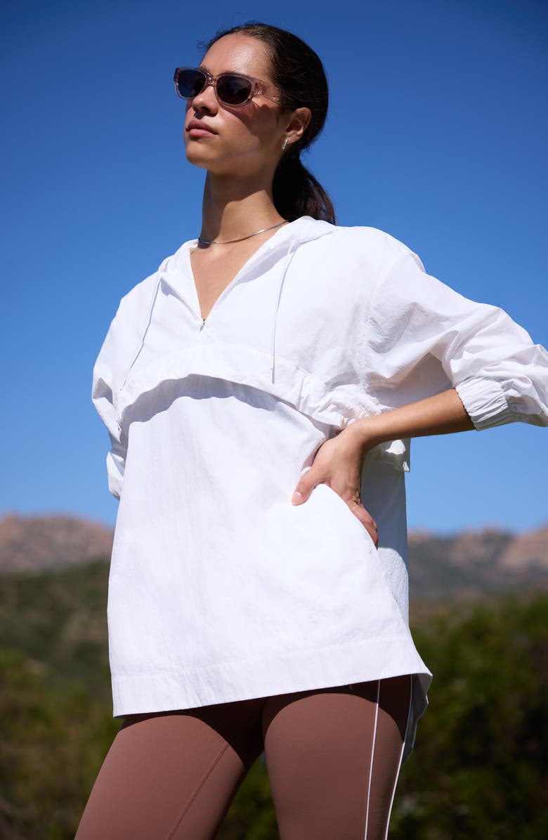 Zella Travel Lite Windbreaker Hooded Anorak, Alternate, color, White