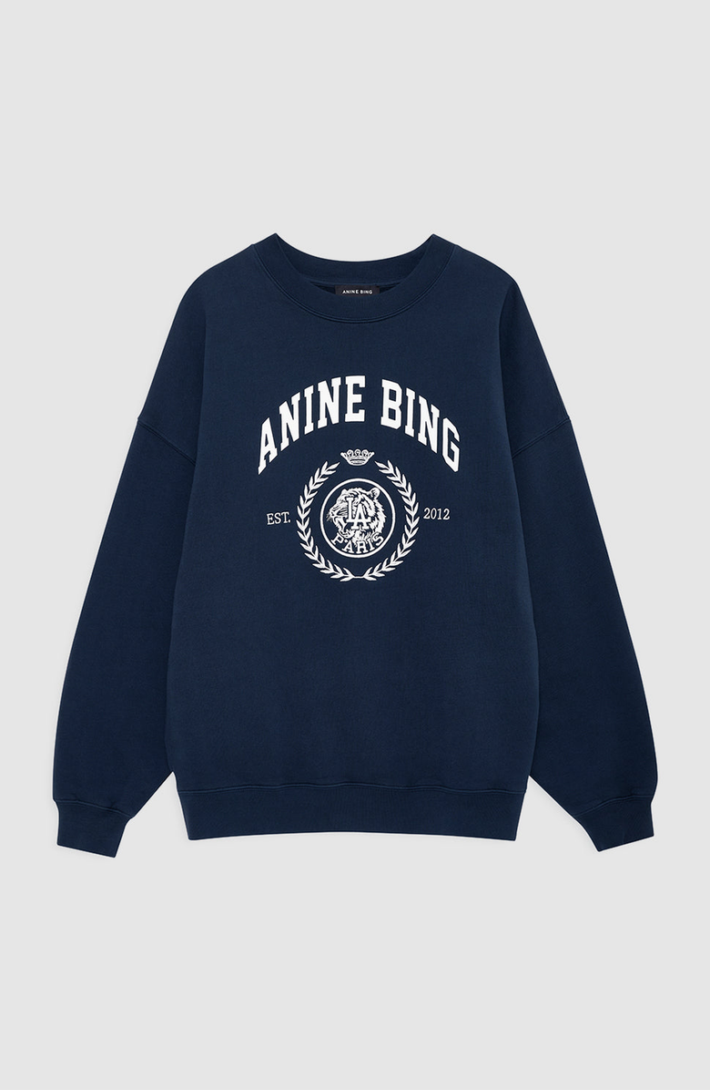 ANINE BING Miles Collegiate Sweatshirt, Alternate, color, Dark Navy