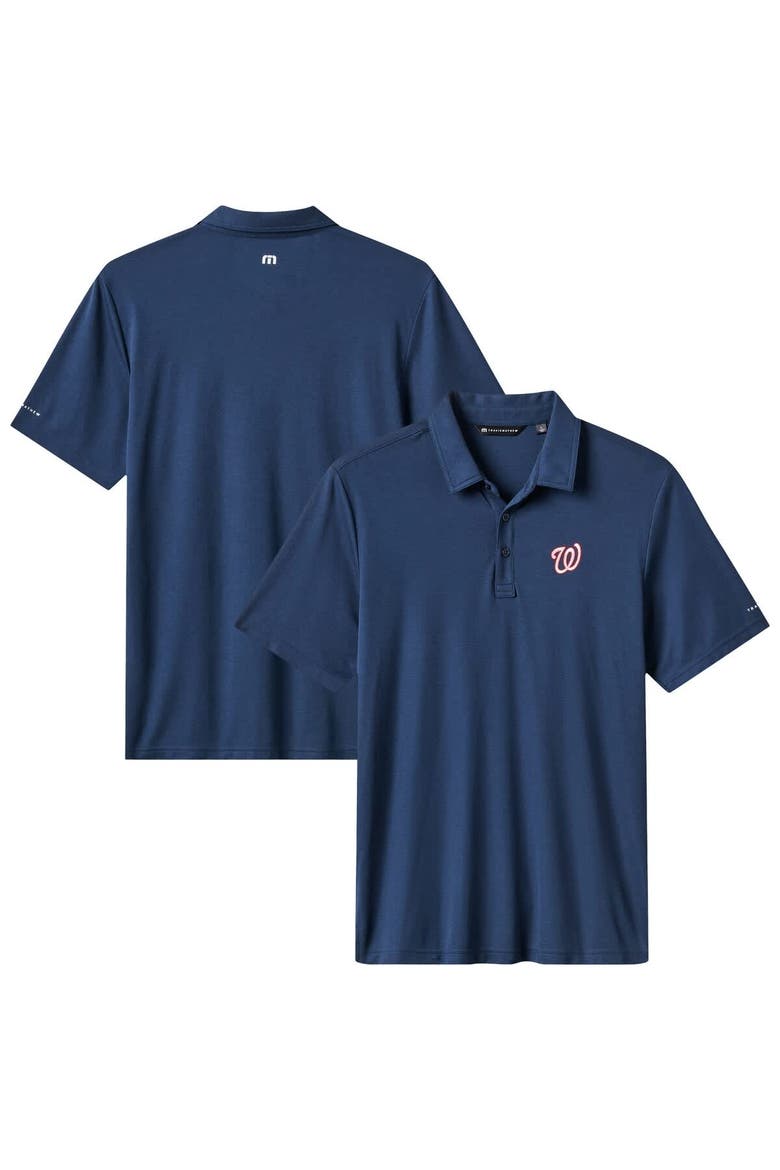 Men's TravisMathew Navy Washington Nationals Playoff Pitch Tri-Blend Polo, Alternate, color, Navy