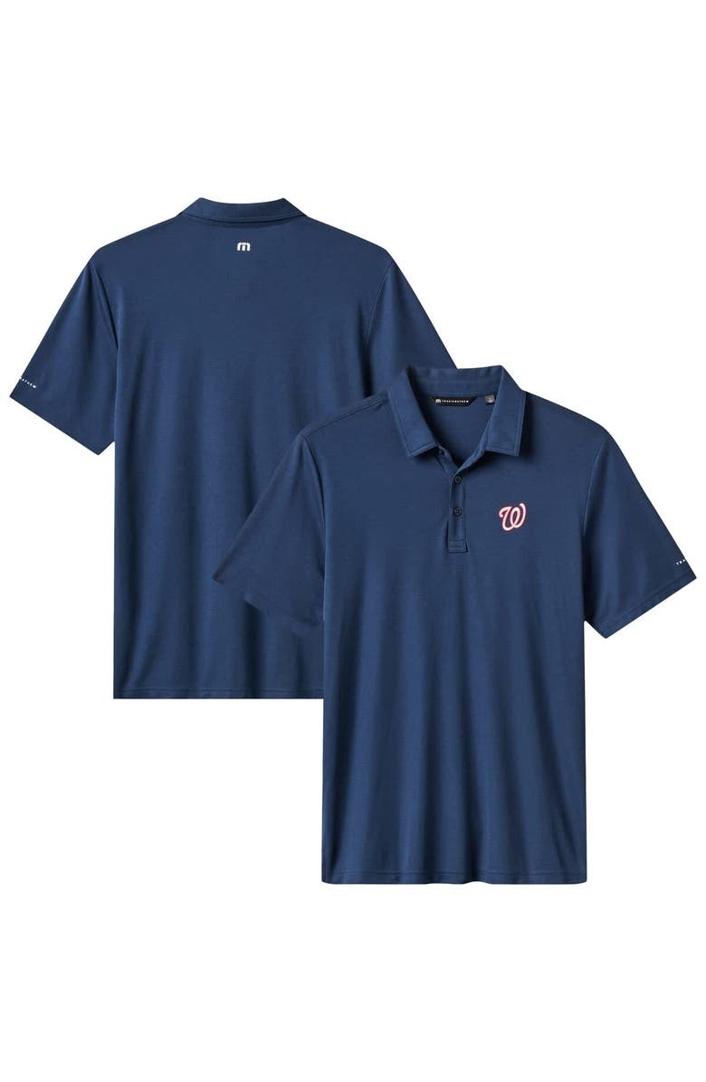 TravisMathew Men's TravisMathew Navy Washington Nationals Playoff Pitch Tri-Blend Polo, Alternate, color, Navy