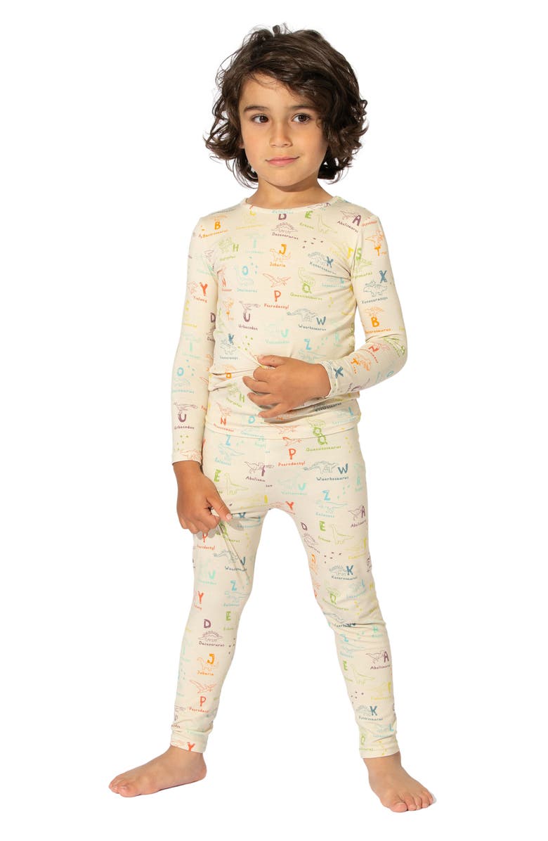 Bellabu Bear Kids' Dino ABCs Fitted Two-Piece Pajamas, Alternate, color, 