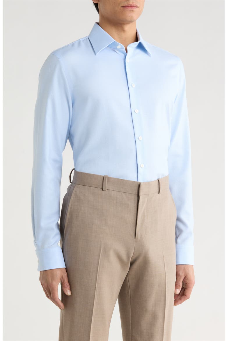 Extratrim Fit Light Blue Premium Cotton Dobby Dress Shirt, Alternate, color, BLUE DOVE DOBBY