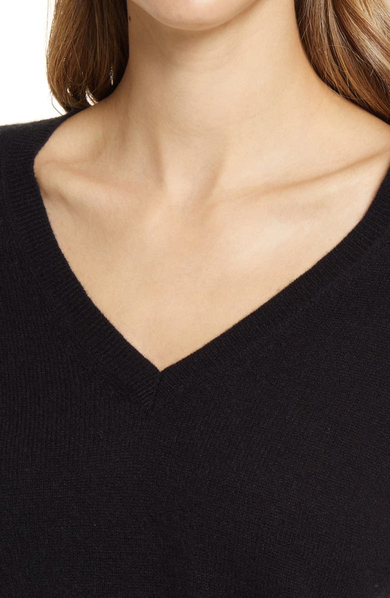 Nordstrom Cashmere V-Neck Sweater, Alternate, color, Black Rock