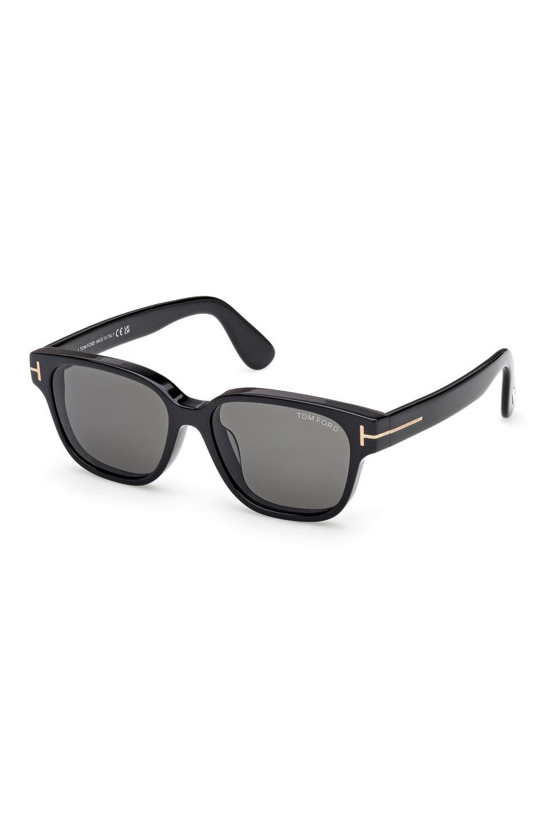 54mm Square Sunglasses, Alternate, color, SHINY BLACK / SMOKE