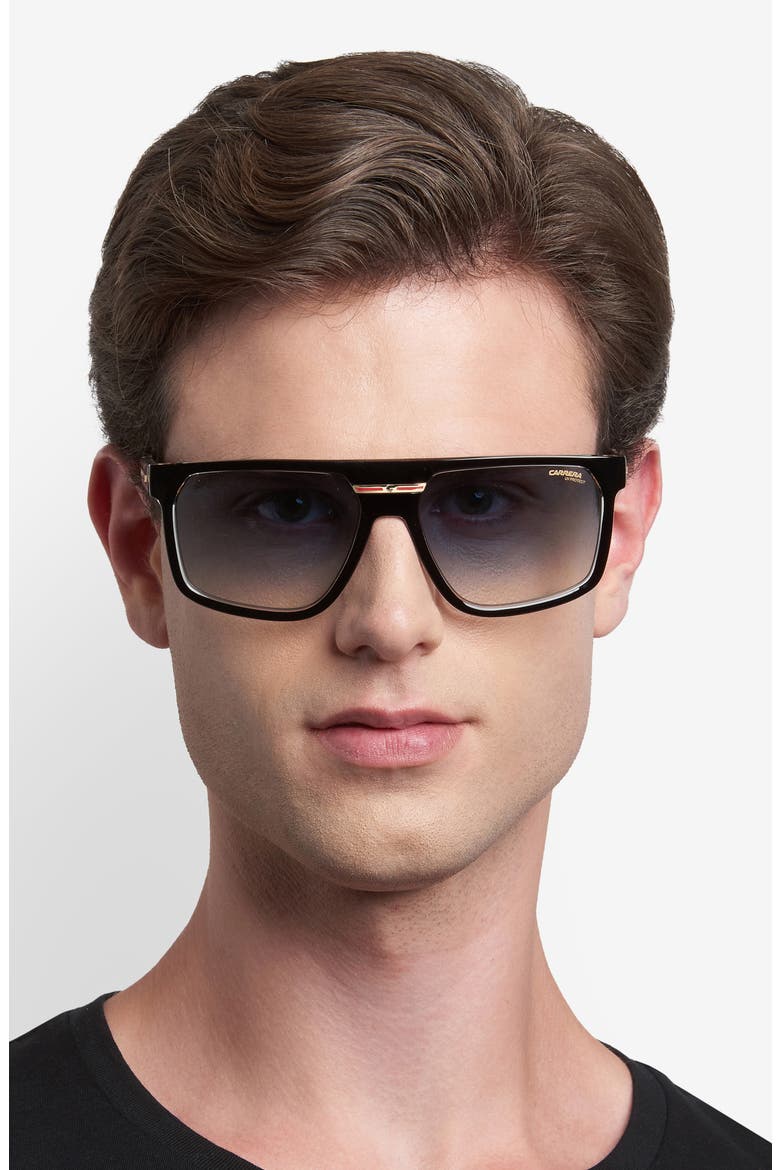 Victory C 60mm Square Flat Top Sunglasses, Alternate, color, BLACK CRYSTAL/ DK BLUE SF