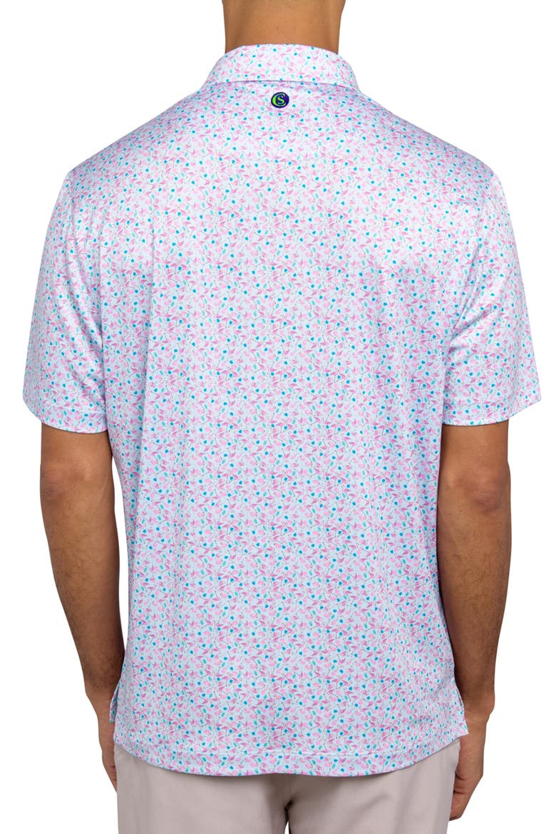 Regular Fit Micro Flamingo Print Recycled Performance Golf Polo, Alternate, color, PINK