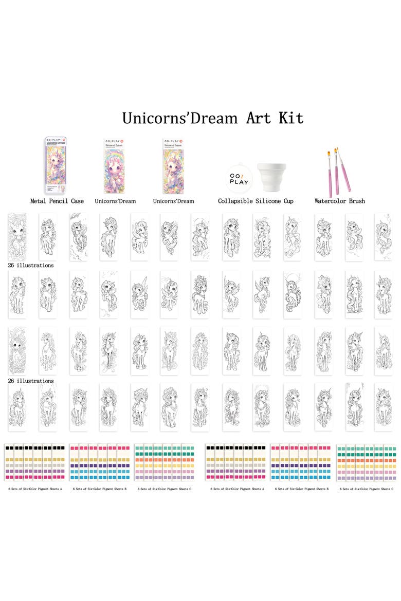 Watercolor Painting Art Kit ,Unicorns Dream, Tin Box, Kids 6+, Alternate, color, Multicolored