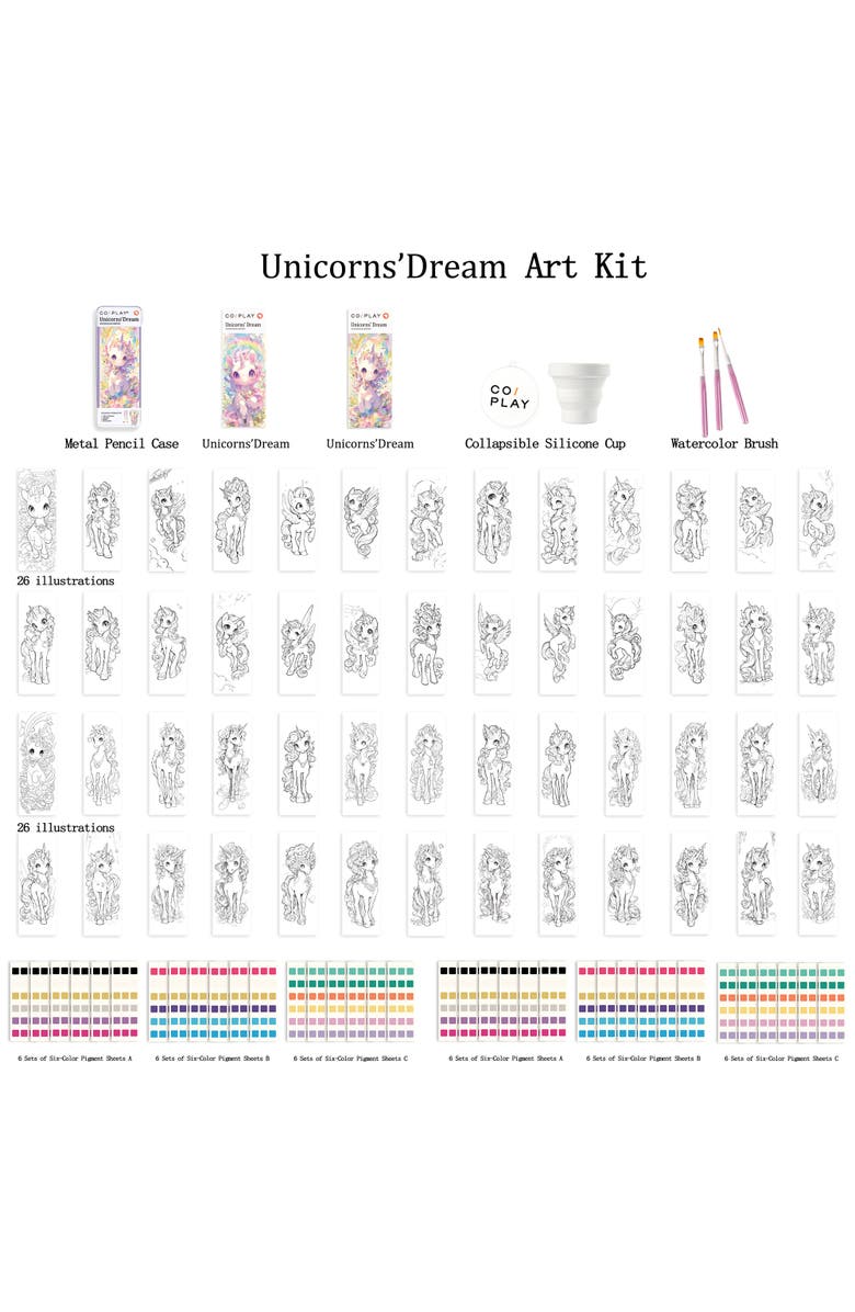 COIPLAY Watercolor Painting Art Kit ,Unicorns Dream, Tin Box, Kids 6+, Alternate, color, Multicolored