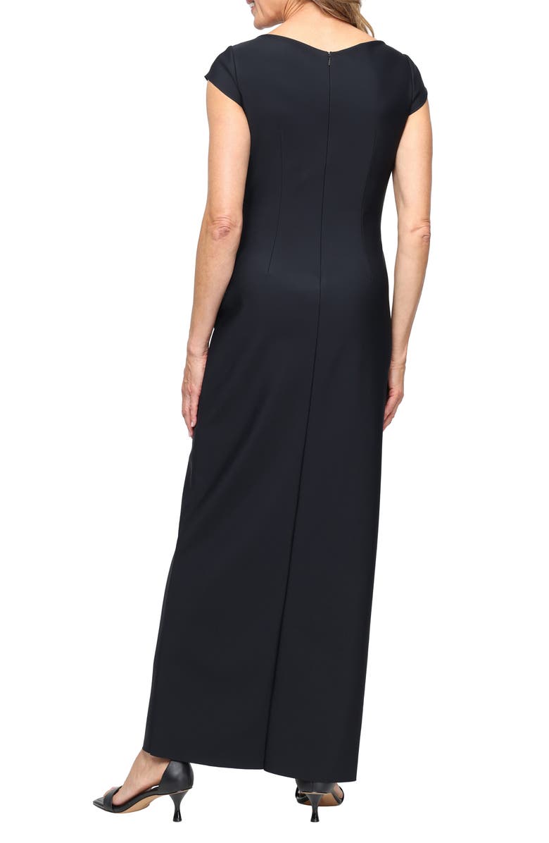 Alex Evenings Embellished Pleated Gown, Alternate, color, Black