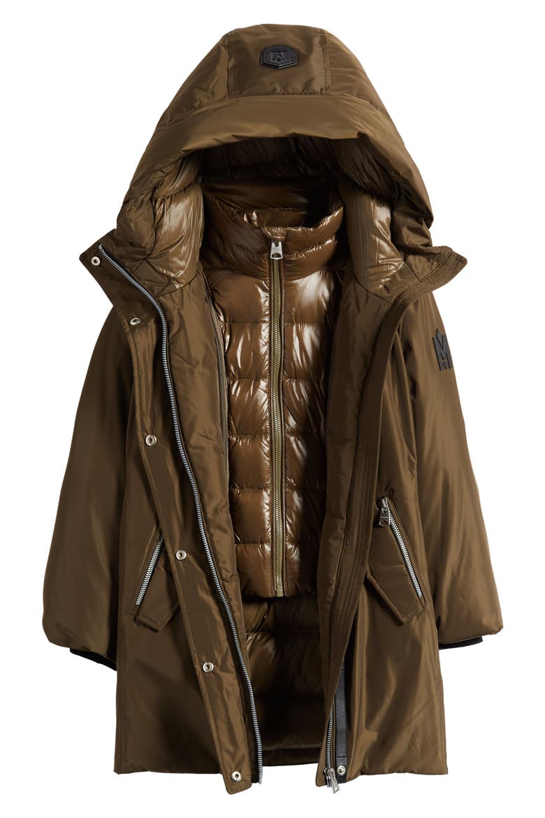 Kids' Shayna-T 800 Fill Power Down Jacket with Bib, Alternate, color, ARMY