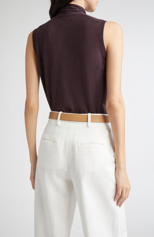 Eleventy Tie Neck Sleeveless Sweater In Burgundy