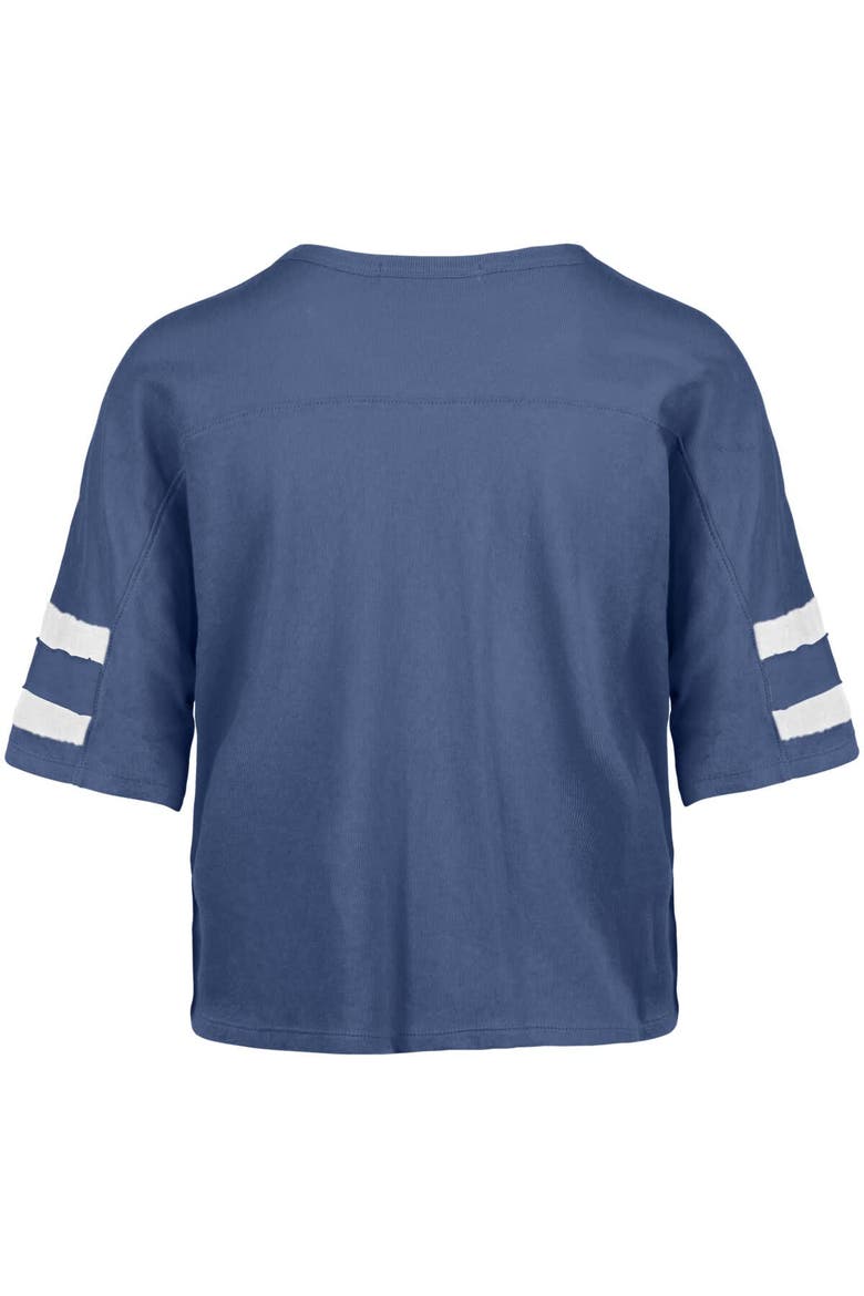 Women's '47 Blue Detroit Lions Premier Scout Cropped V-Neck T-Shirt, Alternate, color, Blue