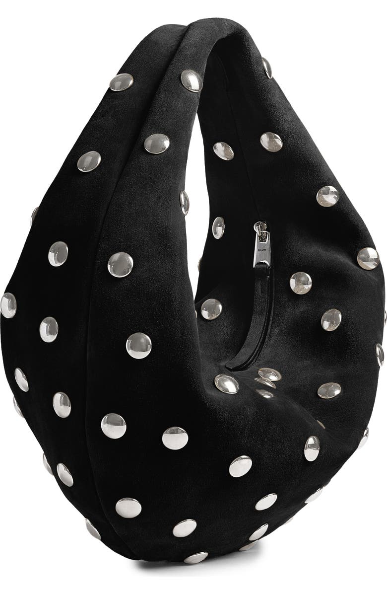 Khaite Medium Olivia Studded Suede Hobo Bag, Alternate, color, Black 200