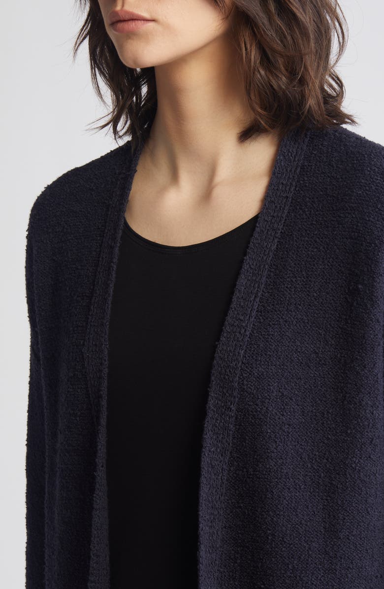 Eileen Fisher Organic Cotton Bouclé Cardigan, Alternate, color, Nocturne