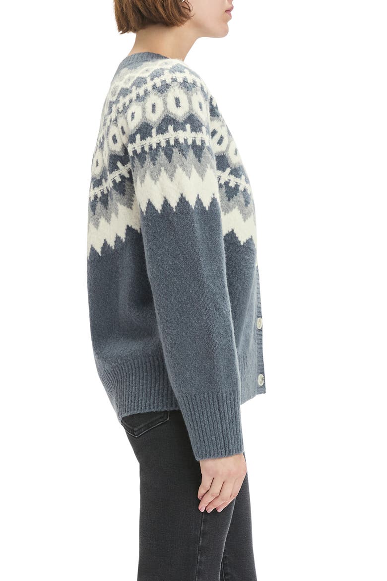 The Snowed In Fair Isle Merino Wool & Cashmere Blend Cardigan, Alternate, color, CHARCOAL