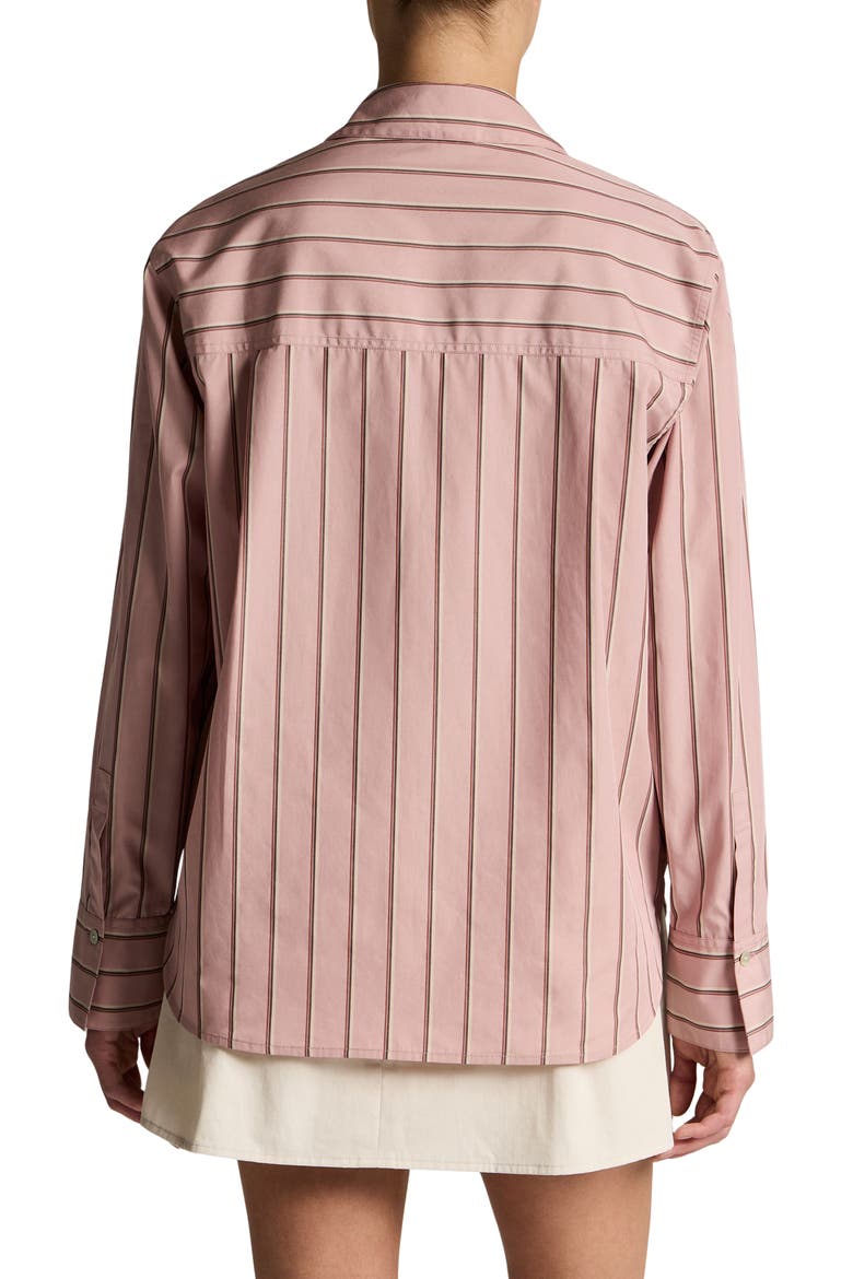 Stripe Relaxed Cotton Popover Shirt, Alternate, color, PALE PEONY