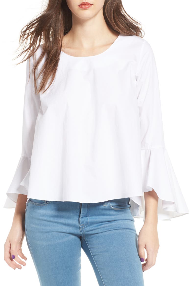 Bell Sleeve Top, Main, color, WHITE