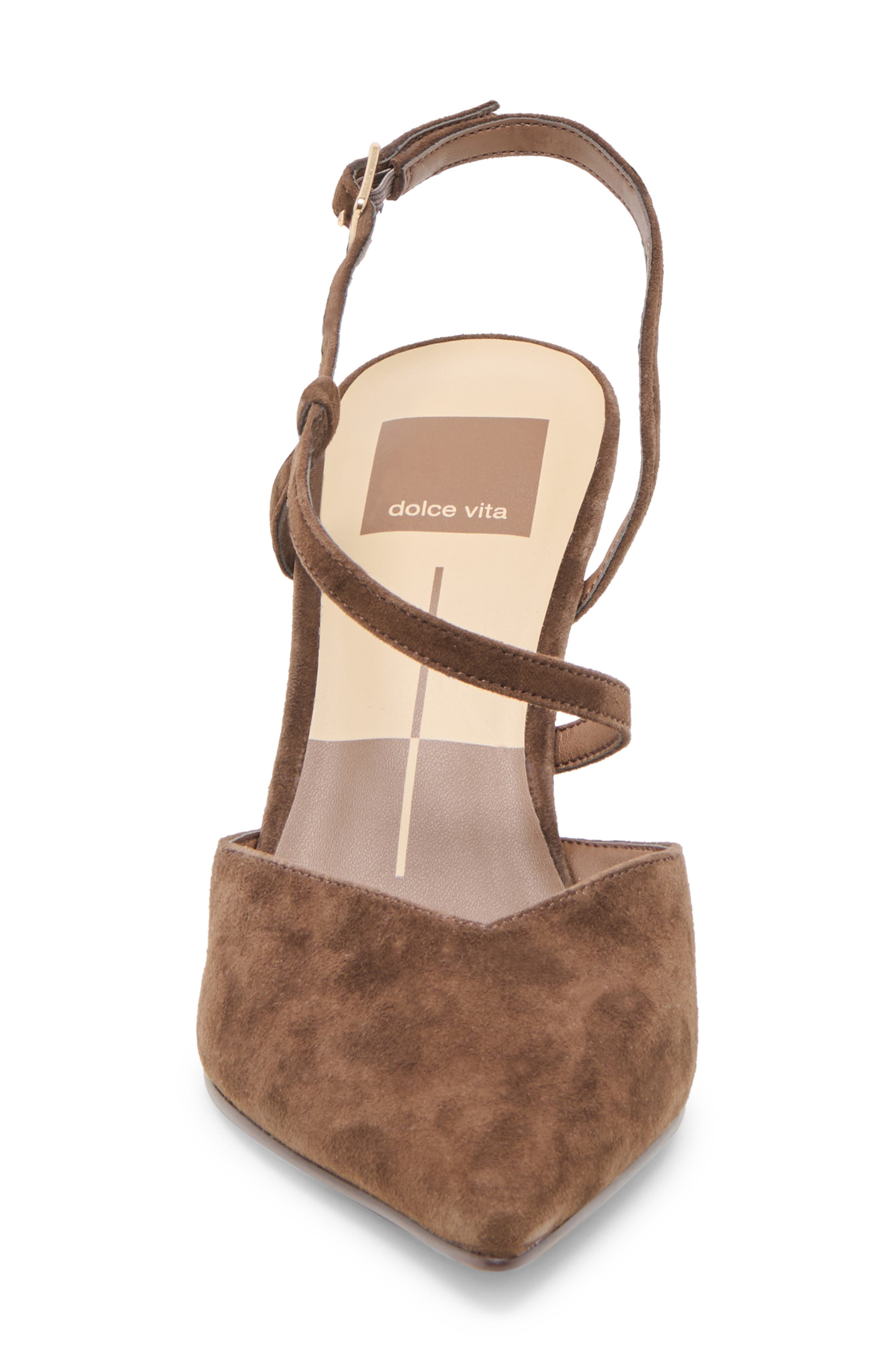Dolce Vita Kamra Pointy Toe Slingback Pump, Alternate, color, Dark Brown Suede