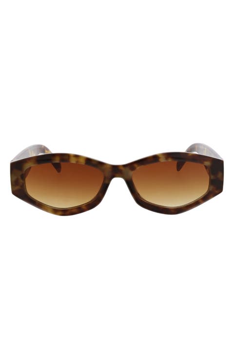 53mm Slim Geometric Oval Sunglasses