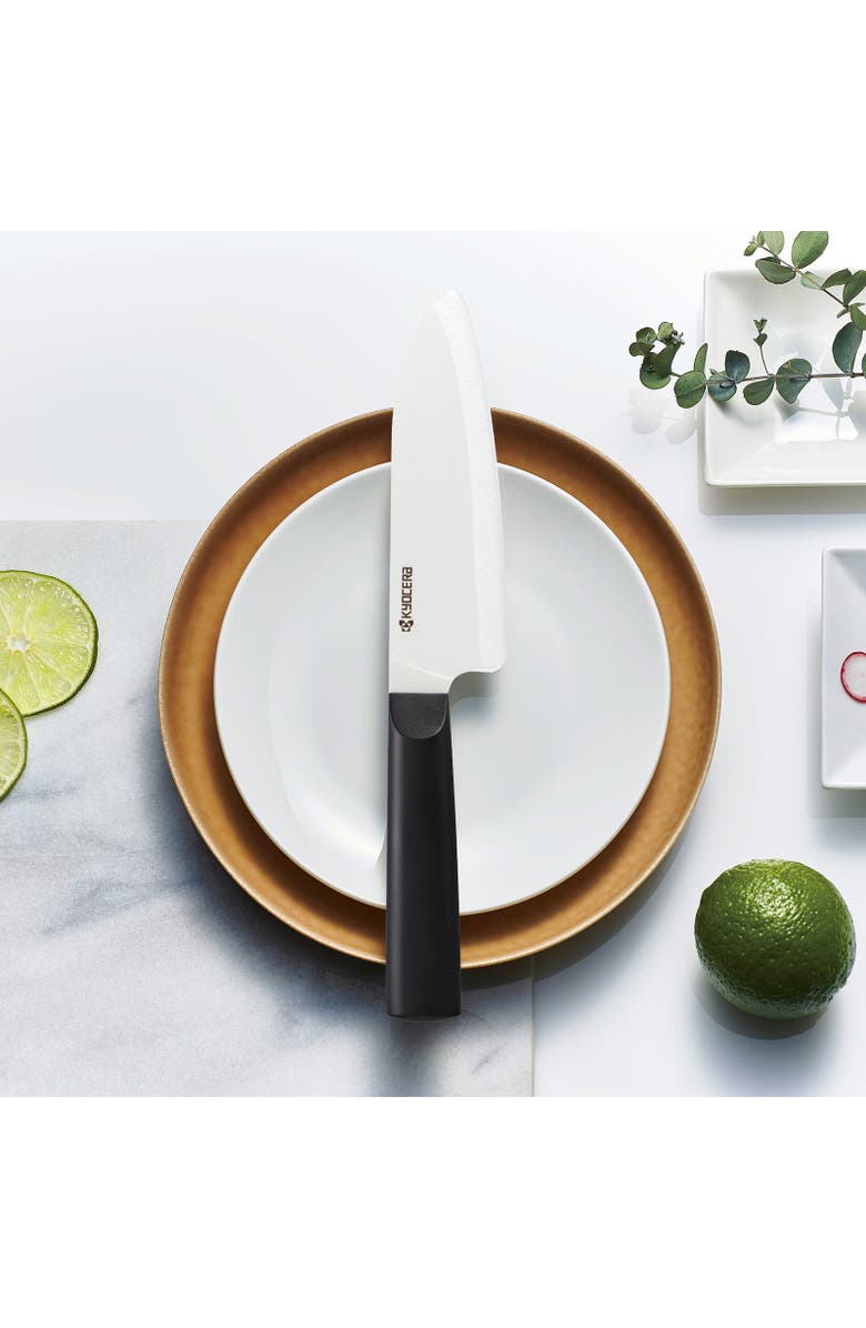 Kyocera INNOVATIONwhite<sup
®</sup
5.5-Inch Ceramic Santoku Knife, White Blade, Alternate, color, Black