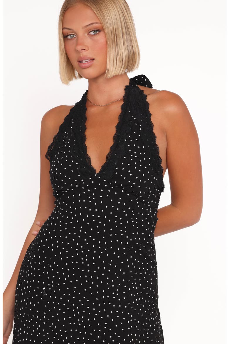 Stasia Halter Midi Dress, Alternate, color, BLACK WHITE