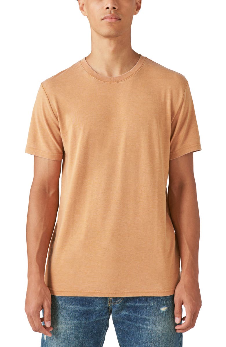 Lucky Brand Burnout Cotton Blend Crewneck T-Shirt, Main, color, Almond