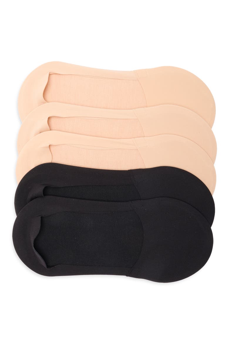 5-Pack No-Show Liner Socks, Main, color, NUDE/ BLACK
