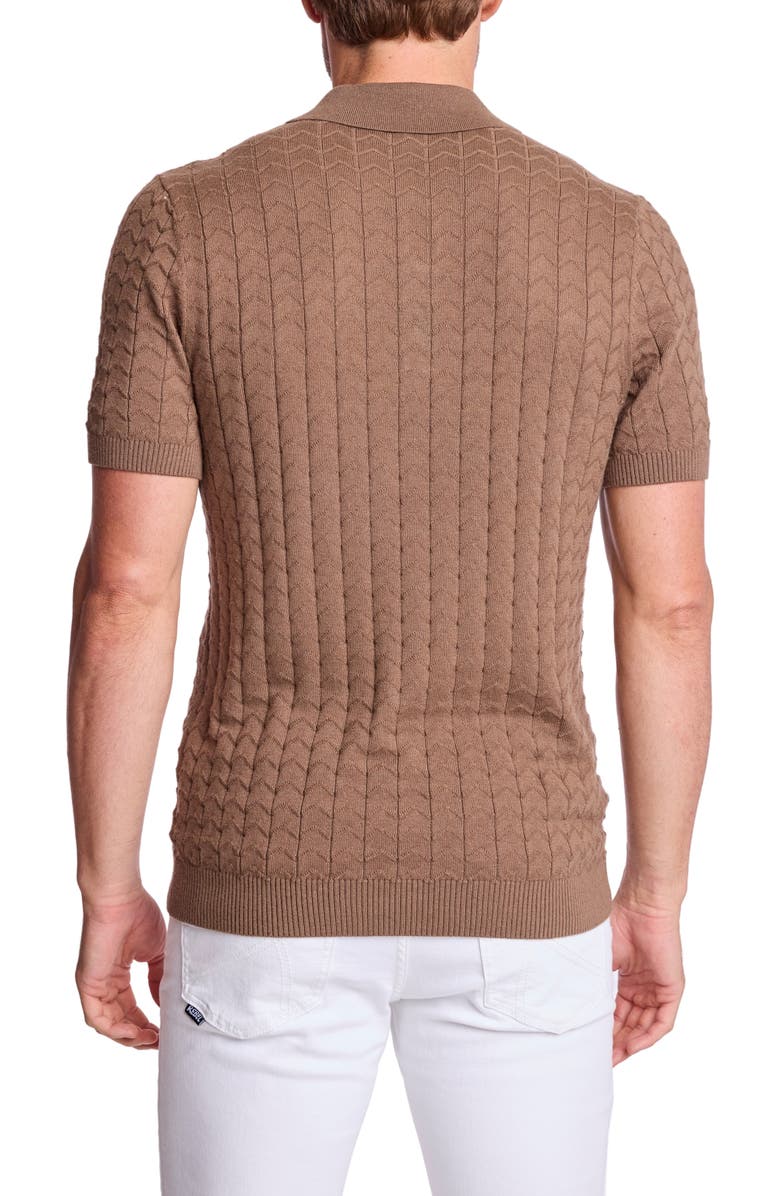 PAISLEY & GRAY Trim Fit Zigzag Knit Polo, Alternate, color, Maple Bacon