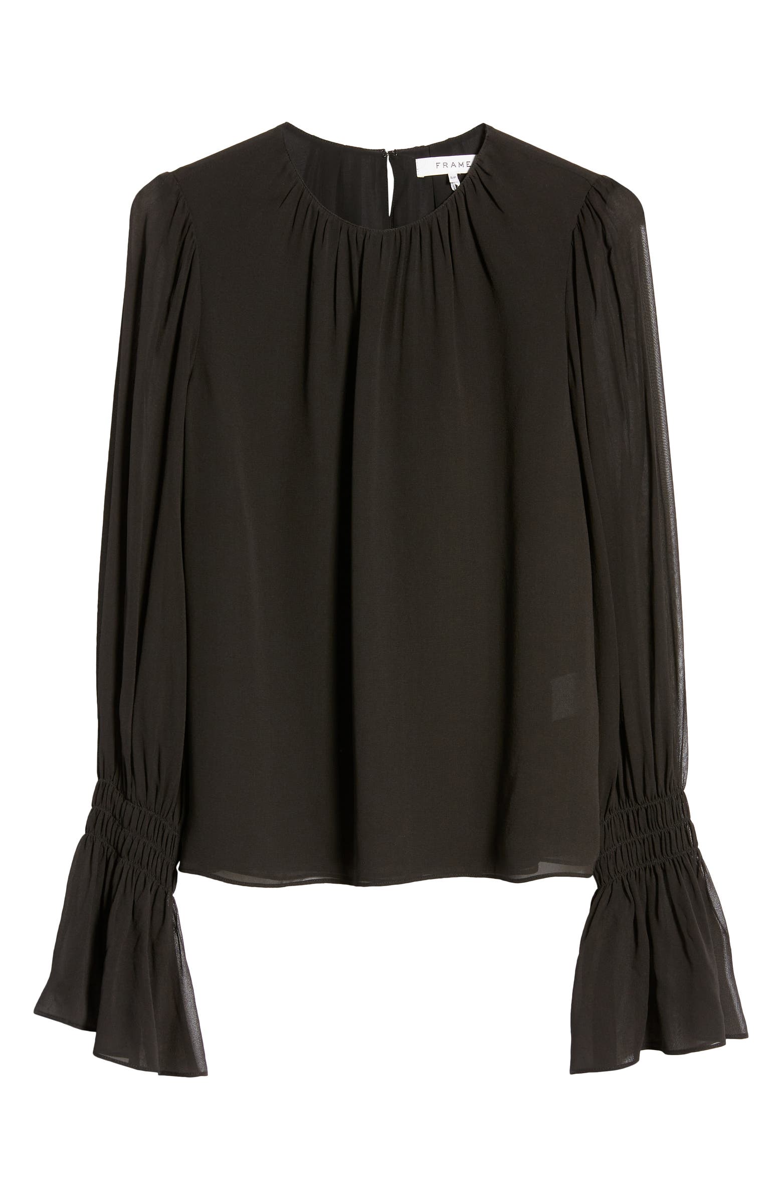 FRAME Ruffle Cuff Silk Georgette Blouse | Nordstrom
