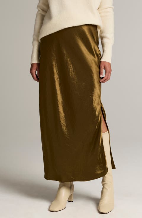Side Slit Matte Satin Slip Skirt