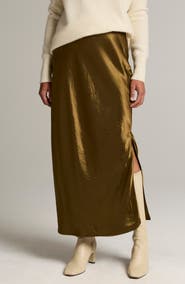 Vince Side Slit Matte Satin Slip Skirt