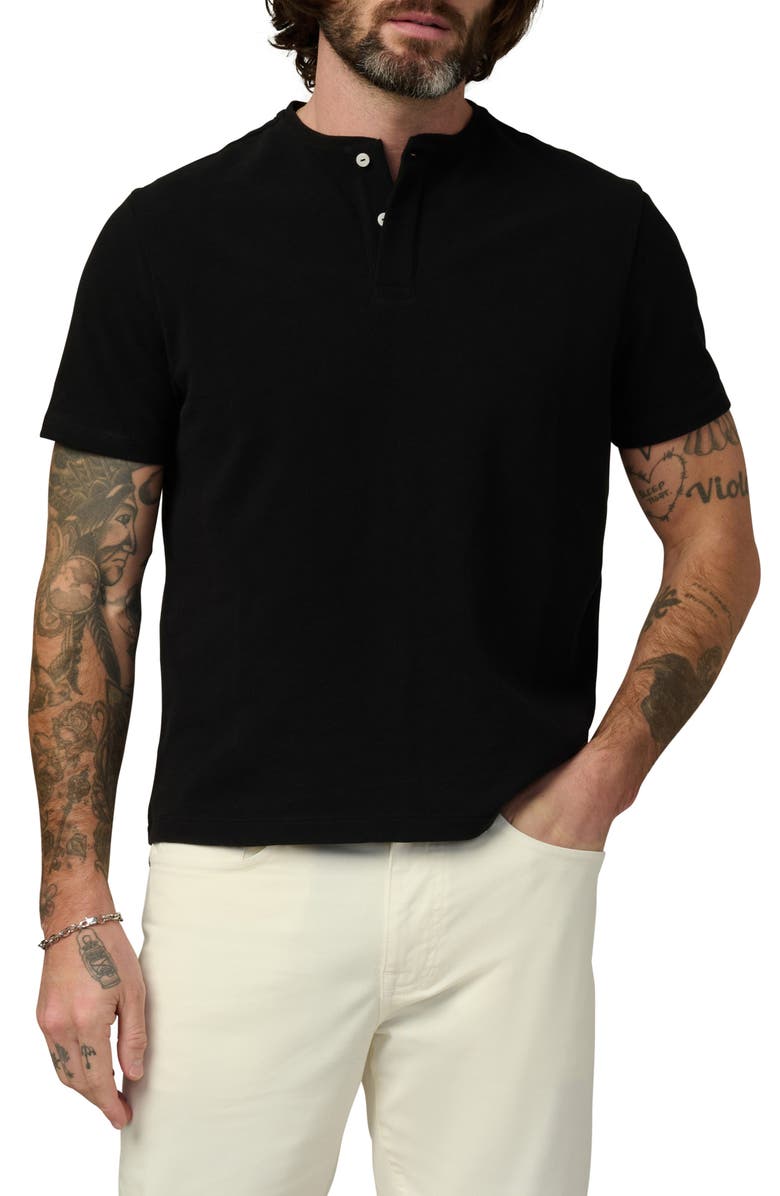 Joe's Modern Cotton Piqué Henley, Main, color, Black