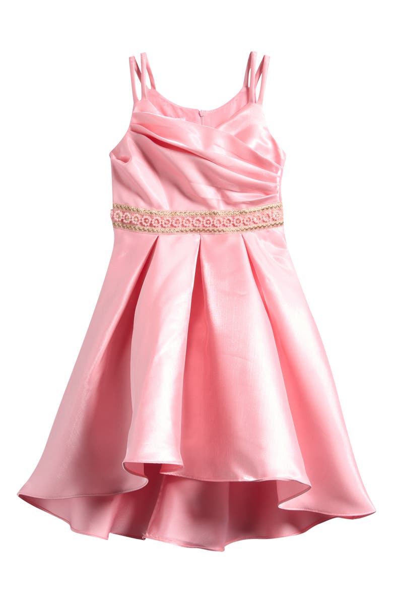 Iris & Ivy Kids' Draped Bodice Mikado Party Dress, Main, color, Pink