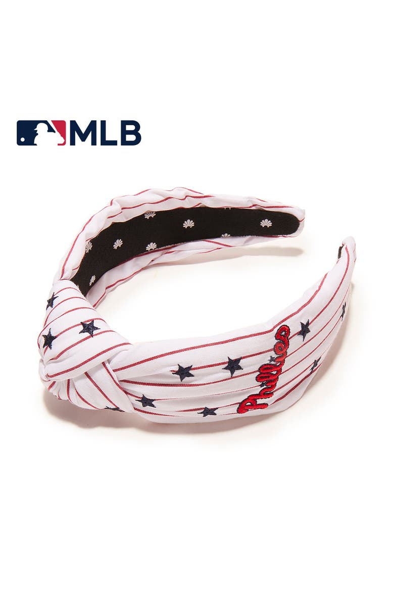 Lele Sadoughi MLB Philadelphia Phillies Embroidered Headband, Main, color, Red Stripe 600