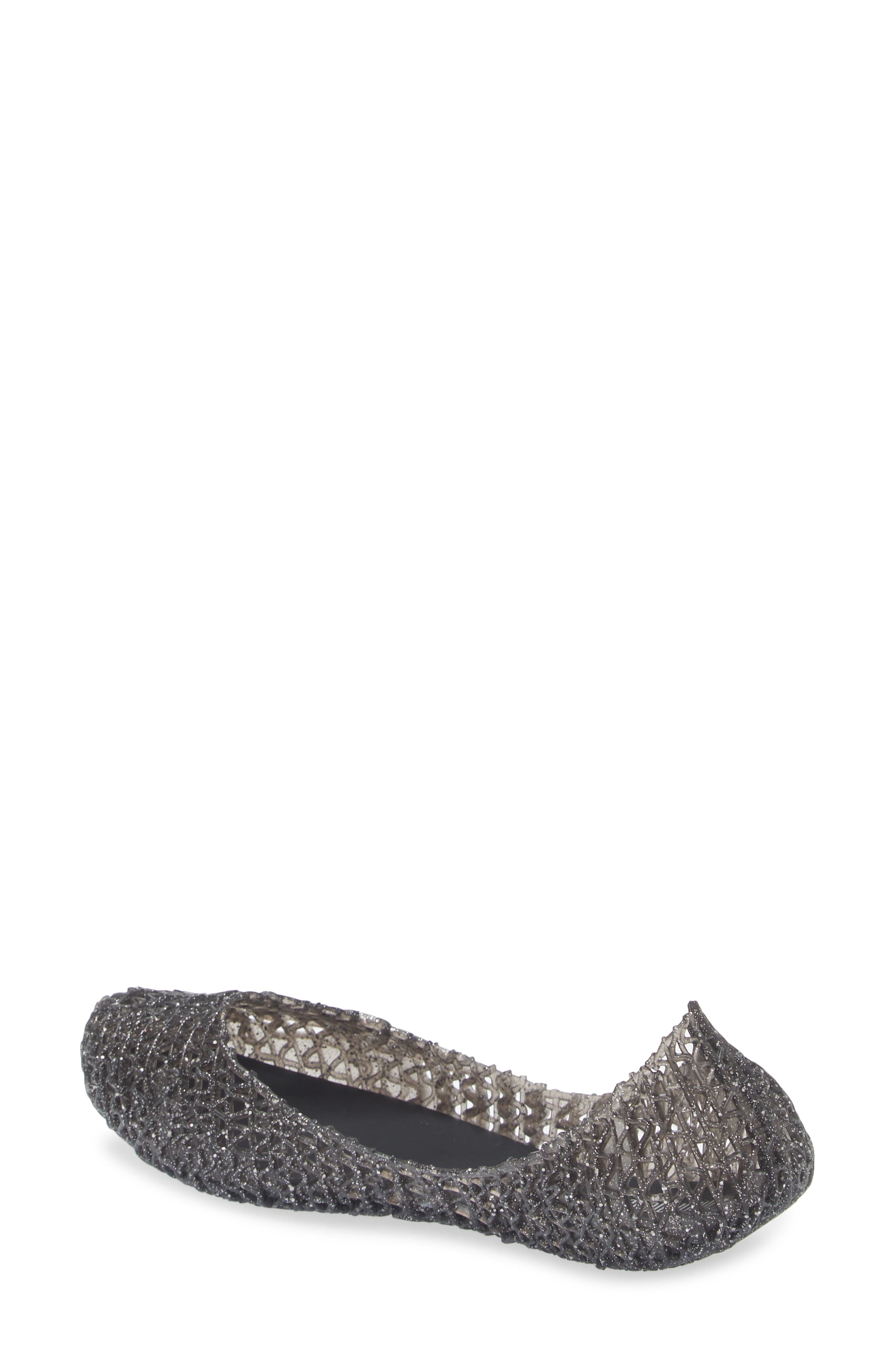 Mini Melissa Campana Zigzag Flat, Alternate, color, Black/Black