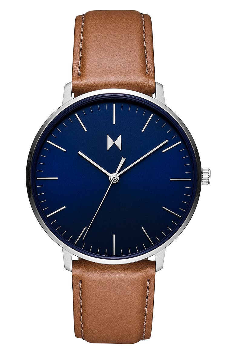 Legacy Slim Leather Strap Watch, 42mm, Main, color, BLUE