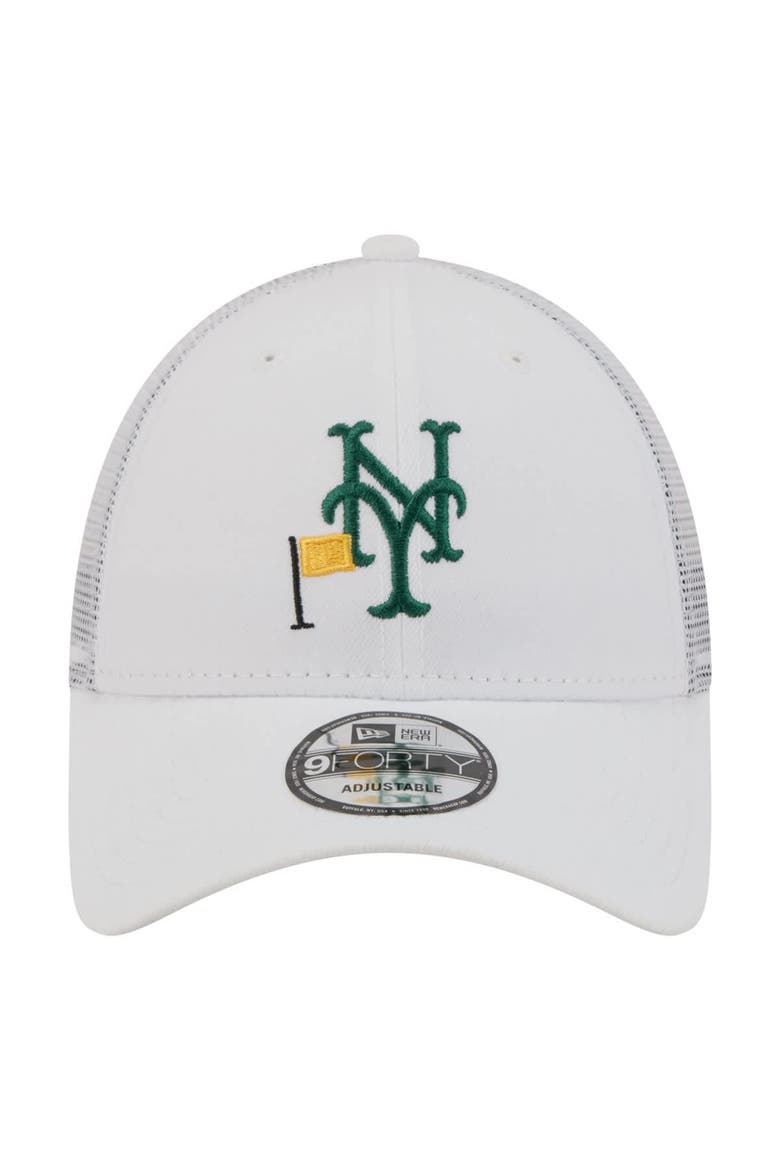 Men's New Era  White New York Mets Flag 9FORTY Trucker Adjustable Hat, Alternate, color, White