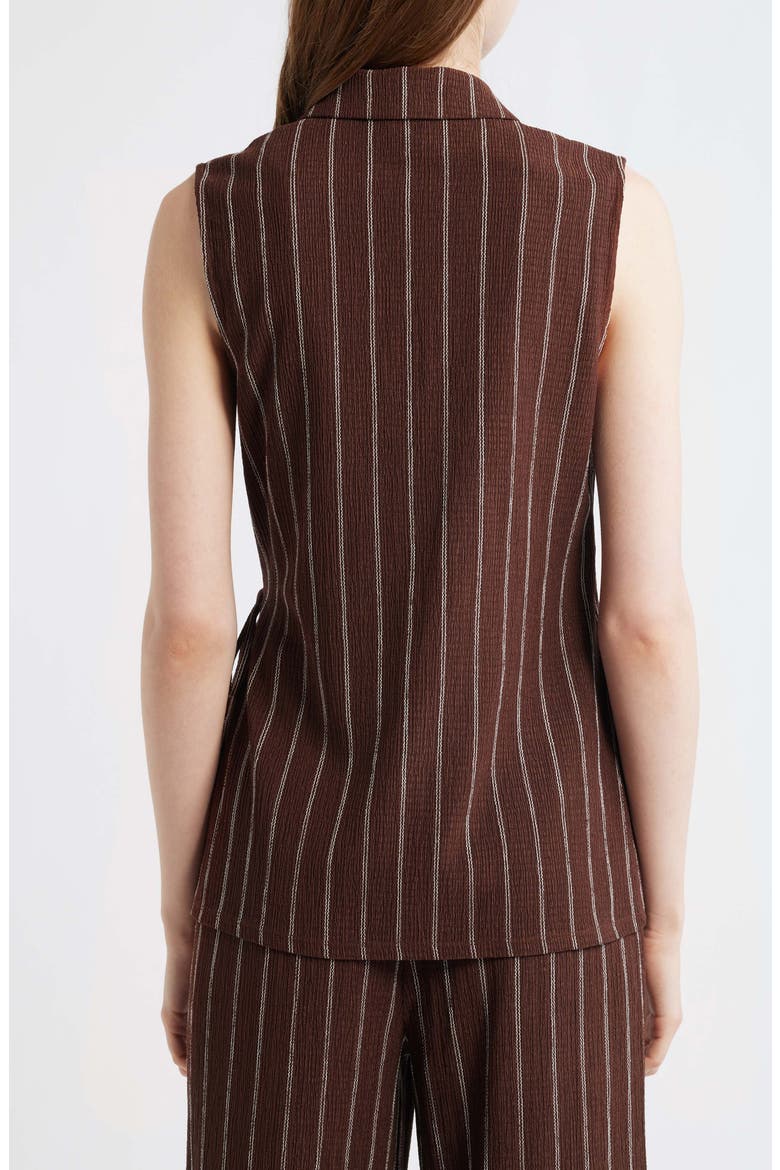 Notch Lapel Stripe Wrap Top, Alternate, color, DARK CHOCOLATE/ WHITE