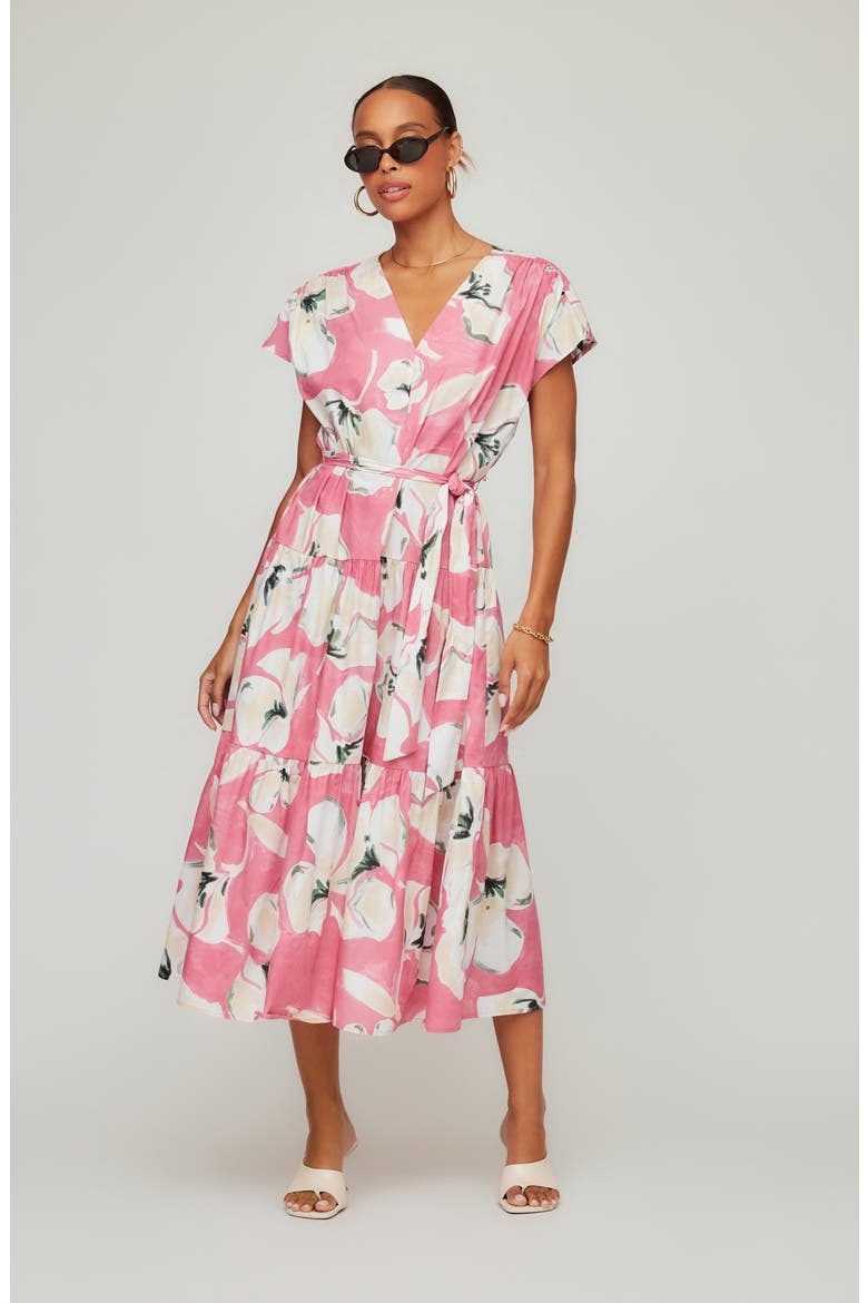 Kristine Floral Tiered Cotton Midi Dress, Alternate, color, FLORAL PRINT