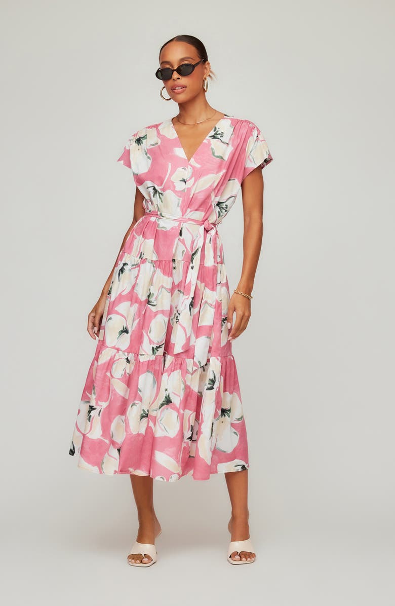 FIFTEEN TWENTY Kristine Floral Tiered Cotton Midi Dress, Alternate, color, Floral Print