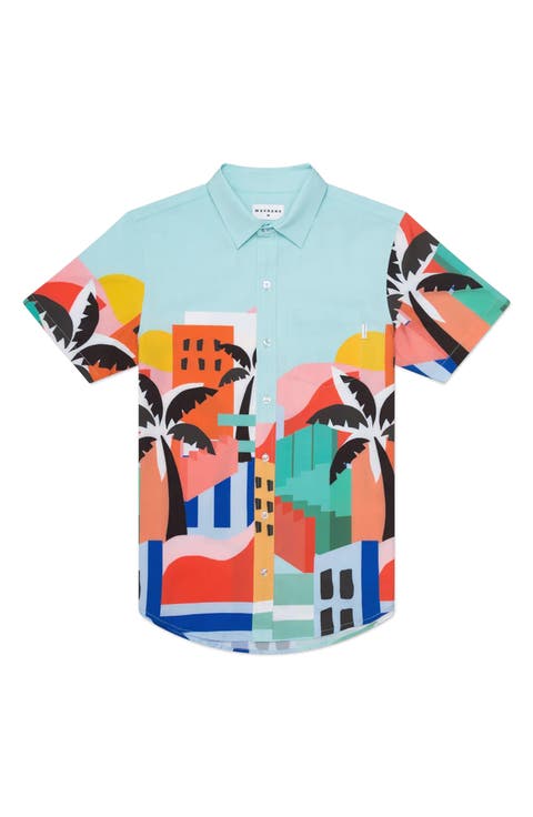 Tailored Fit Havana Waterproof Short Sleeve Performance Button-Up Shirt