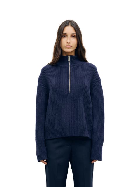 Rika Oversized Ribbed Zip-Neck Sweater